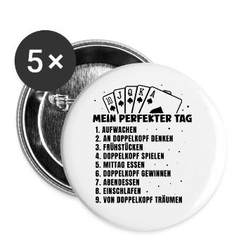 Mein Perfekter Tag Doppelkopf - Buttons klein 25 mm (5er Pack) - Weiß - Vorne