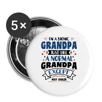 I'm a Bionic Grandpa - Buttons klein 25 mm (5er Pack) - Weiß - Vorne