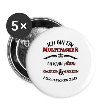 Ich bin ein Multitasker ... cooler Fun Spruch - Buttons klein 25 mm (5er Pack) - Weiß - Vorne