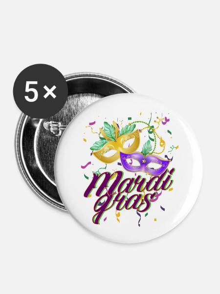 KARNEVAL KARNEVAL - Buttons klein 25 mm (5er Pack) - Weiß