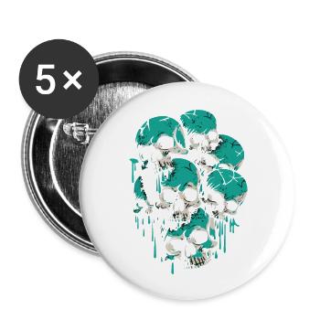 Un mur de crânes verts - Lot de 5 petits badges (25 mm) - blanc - Devant