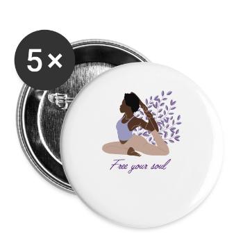Libérez votre âme Kundalini Ashtanga Hatha Asanas - Lot de 5 petits badges (25 mm) - blanc - Devant