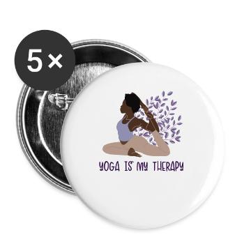 Le yoga est ma thérapie Hatha Asanas Kundalini - Lot de 5 petits badges (25 mm) - blanc - Devant