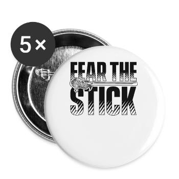 Fear The Stick Intercrosse Lax Spieler Polocrosse - Buttons klein 25 mm (5er Pack) - Weiß - Vorne