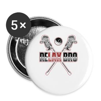 Relax Bro Polocrosse Intercrosse Lax Spieler - Buttons klein 25 mm (5er Pack) - Weiß - Vorne
