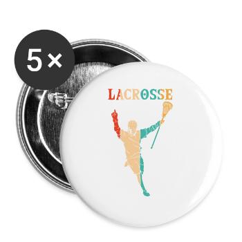 Retro Polocrosse Intercrosse Lax Spieler Trainer - Buttons klein 25 mm (5er Pack) - Weiß - Vorne