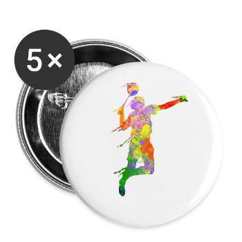 Badminton Scherenschnitt Squash - Buttons klein 25 mm (5er Pack) - Weiß - Vorne