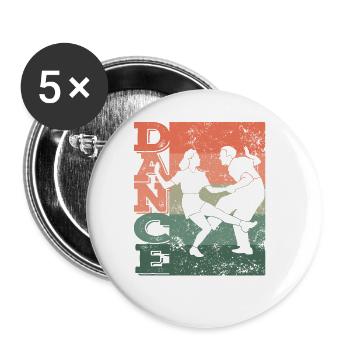 Boogie Woogie Tanz Swing 60s Retro Tanzpaar - Buttons klein 25 mm (5er Pack) - Weiß - Vorne
