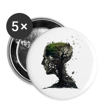 Organischer Baumkopf Geschenk - Buttons klein 25 mm (5er Pack) - Weiß - Vorne