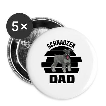 Race de chien Schnauzer - Lot de 5 petits badges (25 mm) - blanc - Devant