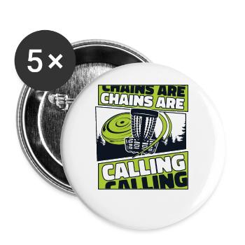 Chains Are Calling Basket Disc Disc Golfer - Buttons small 1''/25 mm (5-pack) - white - Front
