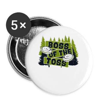 Boss Of The Toss Basket Disc Disc Golfer Player - Lot de 5 petits badges (25 mm) - blanc - Devant