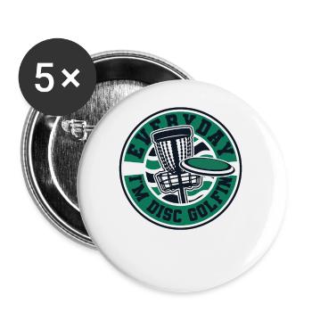 Tous les jours, je suis Disc Golfing Frisbee Golf Basket - Lot de 5 petits badges (25 mm) - blanc - Devant
