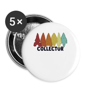 Collector Arrowhead Collecting Hunting Tips - Buttons small 1''/25 mm (5-pack) - white - Front