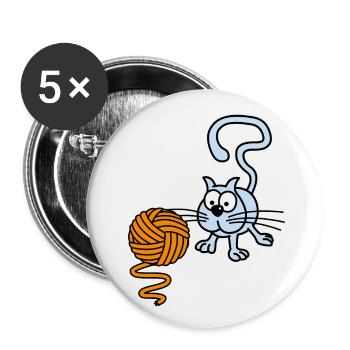 Cat playing with a ball - Buttons small 1''/25 mm (5-pack) - white - Front