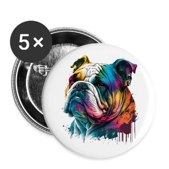 Bouledogue - Lot de 5 petits badges (25 mm) - blanc - Devant