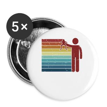 Retro Kröte Kaulquappe Laubfrosch Frosch Fänger - Buttons klein 25 mm (5er Pack) - Weiß - Vorne