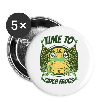 Time To Catch Frogs Laubfrosch Kröte Frosch Fänger - Buttons klein 25 mm (5er Pack) - Weiß - Vorne