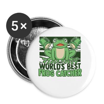World's Best Frog Catcher Kröte Kaulquappe Frosch - Buttons klein 25 mm (5er Pack) - Weiß - Vorne