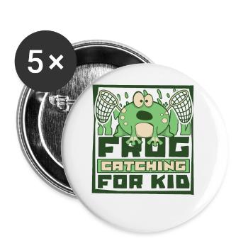 Frog Catching For Kid Laubfrosch Kröte Frosch - Buttons klein 25 mm (5er Pack) - Weiß - Vorne