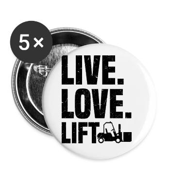 Conducteur de chariot élévateur | Cadeaux professionnels pour chariots élévateurs - Lot de 5 petits badges (25 mm) - blanc - Devant