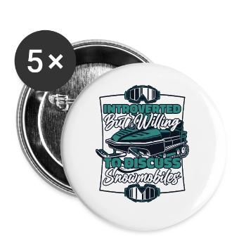 Introverted But Willing To Discuss Snowmobiles - Buttons klein 25 mm (5er Pack) - Weiß - Vorne