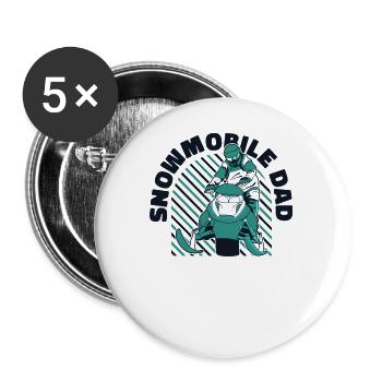 Snowmobile Dad Motorschlitten Schneemotorrad - Buttons klein 25 mm (5er Pack) - Weiß - Vorne