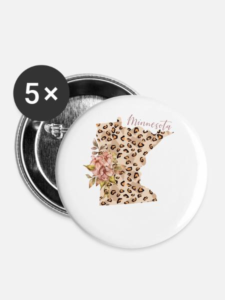 Minnesota Leopard Staat Minnesota - Buttons klein 25 mm (5er Pack) - Weiß