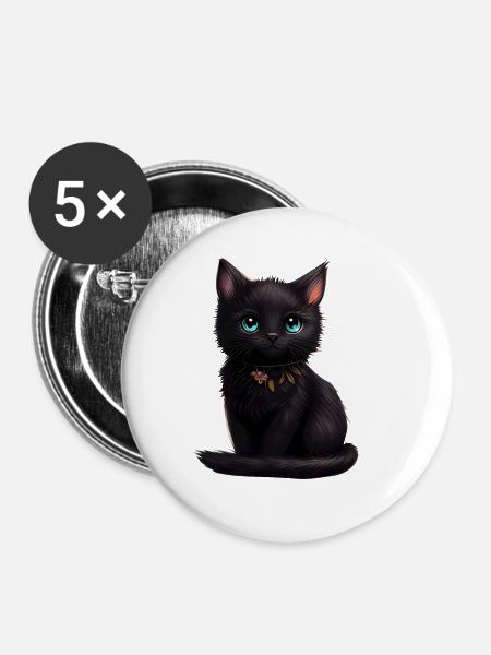 Katze Kätzchen Geschenk - Buttons klein 25 mm (5er Pack) - Weiß