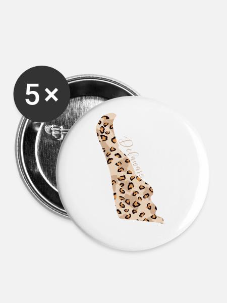 Leopard-muster Karte Staat Delaware - Buttons klein 25 mm (5er Pack) - Weiß