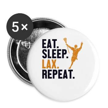 Eat Sleep Lax Repeat Intercrosse Lax Spieler - Buttons klein 25 mm (5er Pack) - Weiß - Vorne