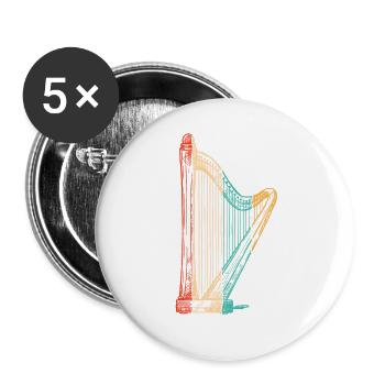 Retro Konzertharfe Harfenmusik Harfe Harfenspieler - Buttons klein 25 mm (5er Pack) - Weiß - Vorne
