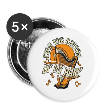 From The Bottom Of My Harp Harfenmusik Harfe - Buttons klein 25 mm (5er Pack) - Weiß - Vorne