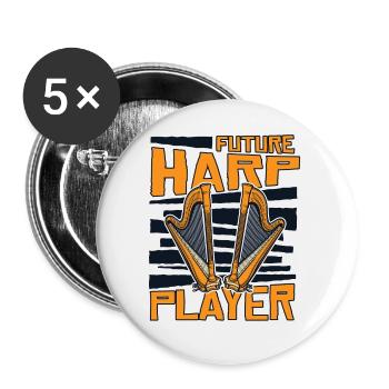 Future Harp Player Harfenmusik Harfe Harfenspieler - Buttons klein 25 mm (5er Pack) - Weiß - Vorne