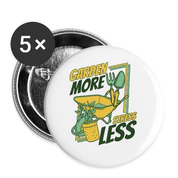 Garden More Stress Less Allotment Garden Horticulture - Buttons small 1''/25 mm (5-pack) - white - Front