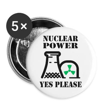 Atomkraft, Ja bitte, Kernenergie - Buttons klein 25 mm (5er Pack) - Weiß - Vorne