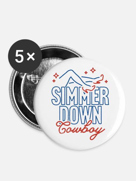 Simmer-Down-Cowboy - Buttons klein 25 mm (5er Pack) - Weiß