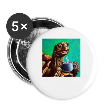 Peinture à l’huile Happy Turtle Turtle - Lot de 5 petits badges (25 mm) - blanc - Devant