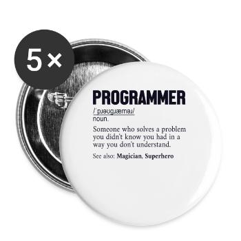 Programmer Definition Software Developer Coder - Buttons small 1''/25 mm (5-pack) - white - Front