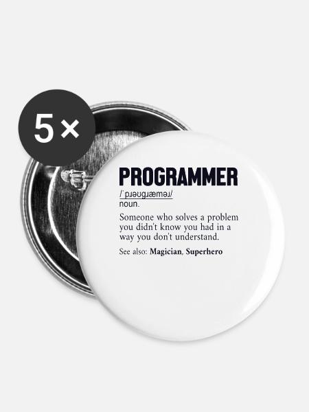 Programmer Definition Softwareentwickler Coder - Buttons klein 25 mm (5er Pack) - Weiß