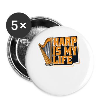 Harp Is My Life Konzertharfe Harfenmusik Harfe - Buttons klein 25 mm (5er Pack) - Weiß - Vorne