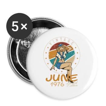 Millésime 1976 - Né en Juin 1976 - Lot de 5 petits badges (25 mm) - blanc - Devant