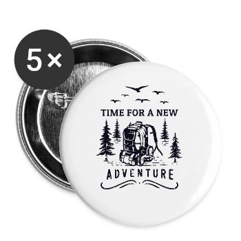 Time For A New Adventure Trekking Mountain Hiking - Buttons small 1''/25 mm (5-pack) - white - Front