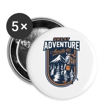 Great Adventure Awaits Bergwandern Hiking - Buttons small 1''/25 mm (5-pack) - white - Front