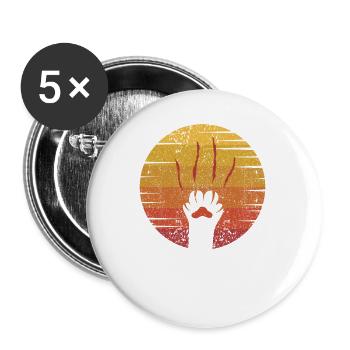 Retro Raubkatze Königstiger Wildkatze Sibirischer - Buttons klein 25 mm (5er Pack) - Weiß - Vorne