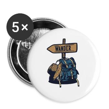 Hiking Hiking Trekking Mountain Hiking Hikers - Buttons small 1''/25 mm (5-pack) - white - Front
