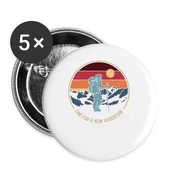 Time For A New Adventure Bergwandern Hiking - Buttons small 1''/25 mm (5-pack) - white - Front