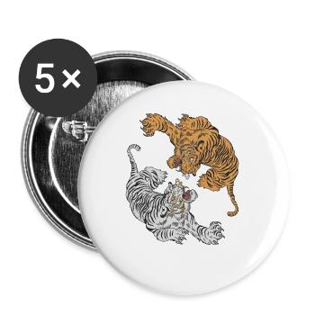 Tiger Yin Yang Raubkatze Königstiger Sibirischer - Buttons klein 25 mm (5er Pack) - Weiß - Vorne