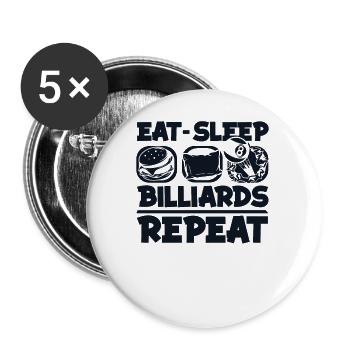 Manger dormir Billard Répéter Billard Table - Lot de 5 petits badges (25 mm) - blanc - Devant