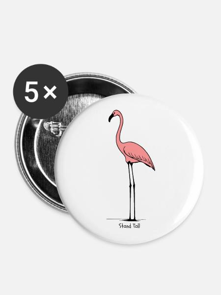 Steh stolz – Flamingo - Buttons klein 25 mm (5er Pack) - Weiß